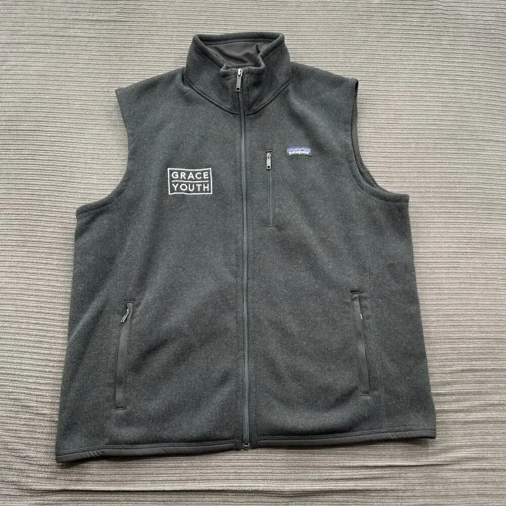 Patagonia Fleece‎ Vest Mens XL Full Zip Grace Youth Embroidered Pockets Outdoors